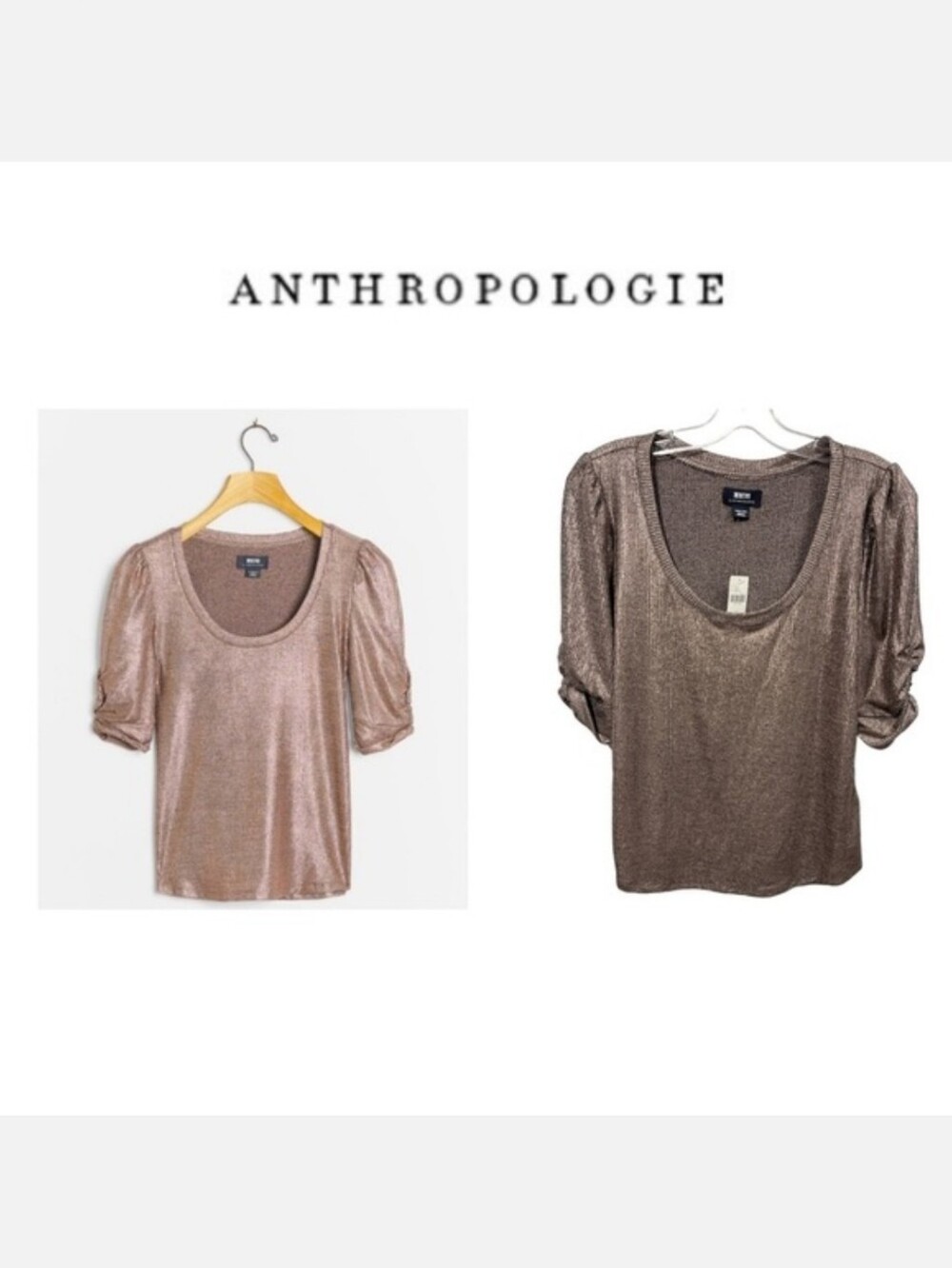 Maeve Lexi Shimmer Ribbed T-shirt in rose/tyrie - size M